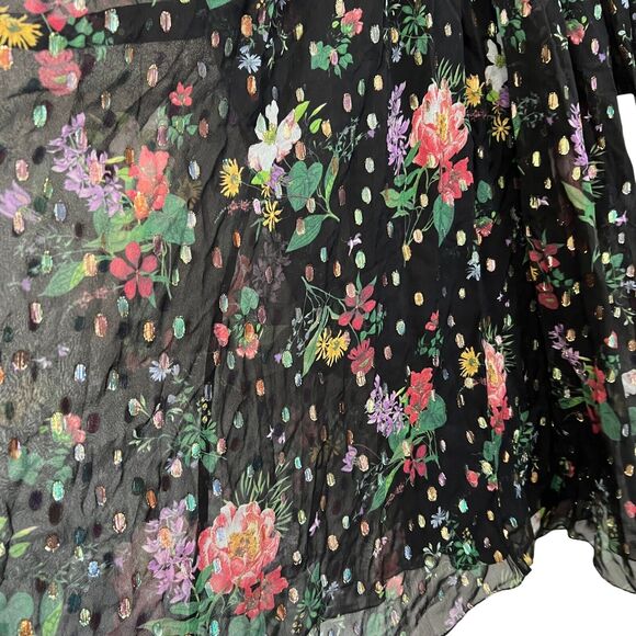Amur Yael A line Dress In Black Floating Floral Size 2 - Picture 7 of 16